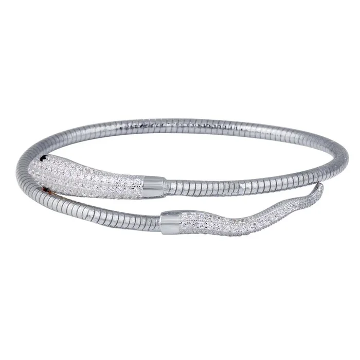 Liquidación – Pulsera de serpiente con circonitas cúbicas en plata de ley 925 rodiada – ECB016RH