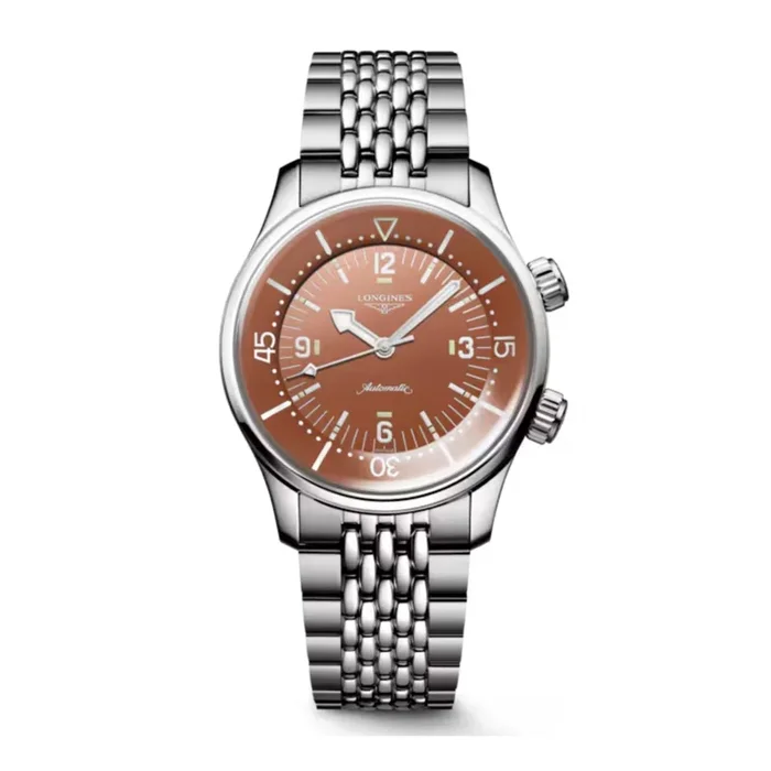 Longines Legend Diver automatic watch terracotta dial steel bracelet 39 mm L3.764.4.96.6 – Lepage