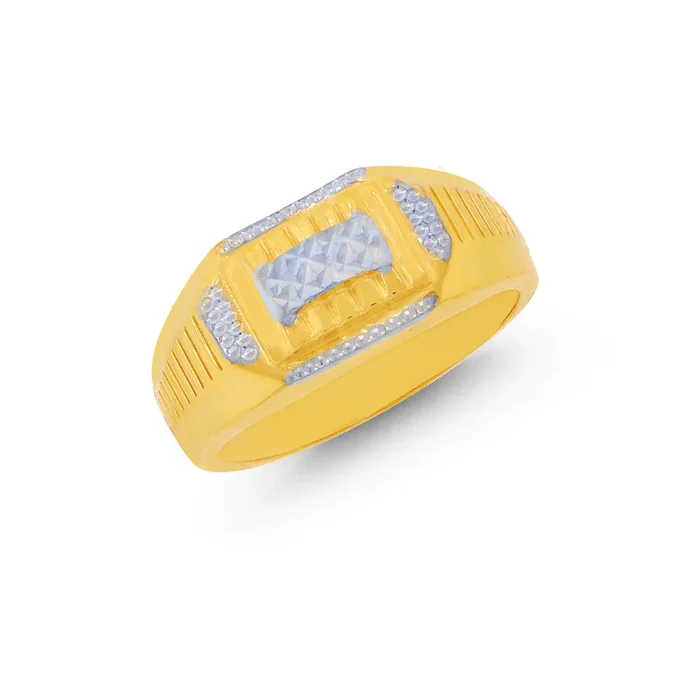 Lovely Men’s Two tone Ring in 22K Gold