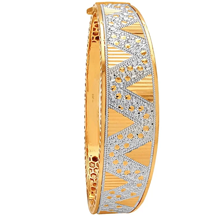 Lovely Two tone Bangle Bracelet in 22K Gold