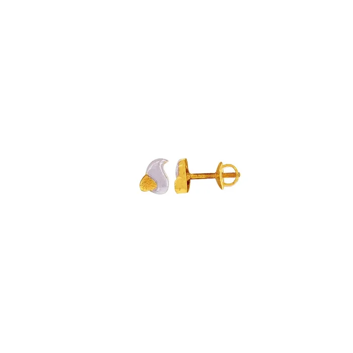 Lovely Two-tone Earrings in 22K Gold