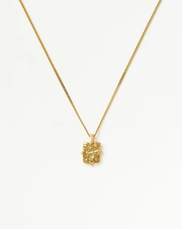 Lucy Williams Engravable Beaded Square Coin Pendant Necklace | 18k Gold Vermeil