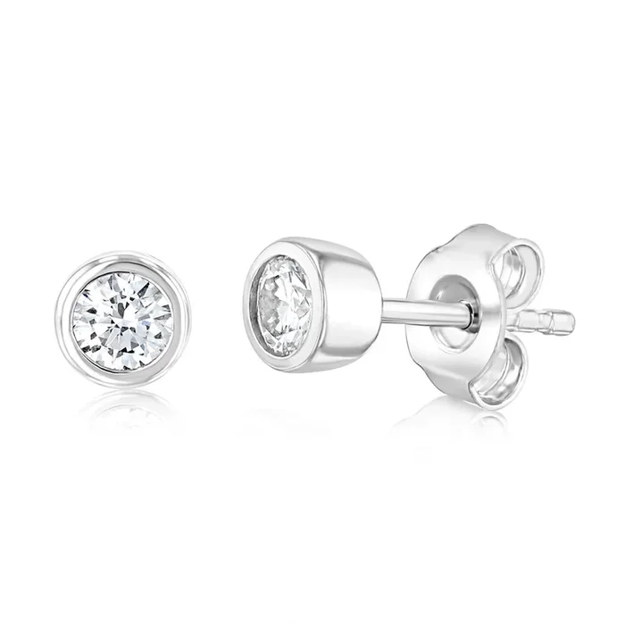 Luminesce Lab Grown 0.30 Carat Sterling Silver Bezel Diamond Studs
