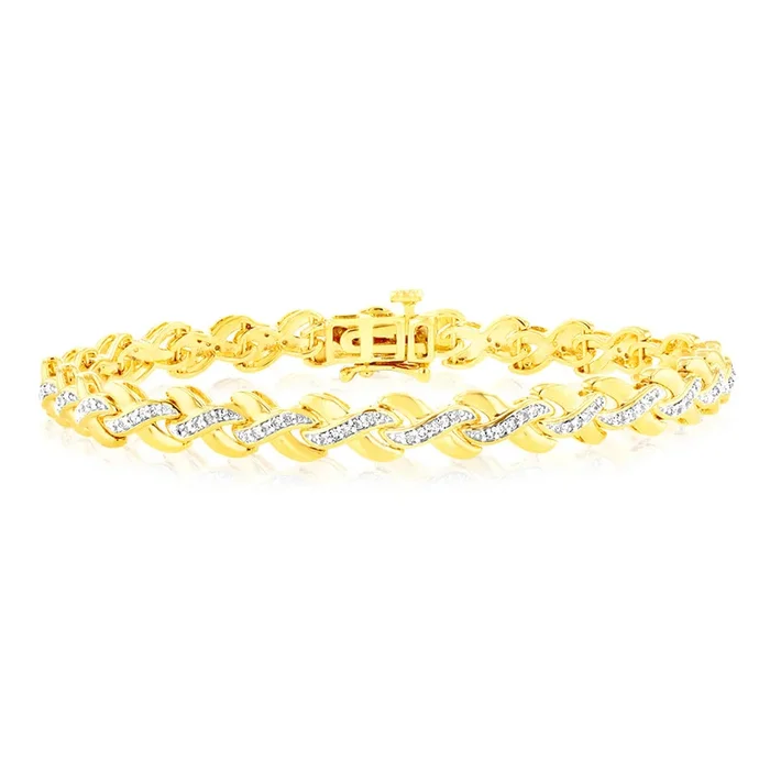 Luminesce Lab Grown 0.40 Carat Tennis Diamond Bracelet in Gold Plated Silver 17.5CM