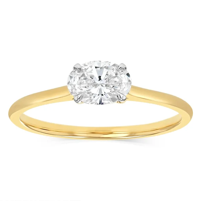 Luminesce Lab Grown 1/2 Carat Diamond 4 Claw Ring In 9ct Yellow Gold