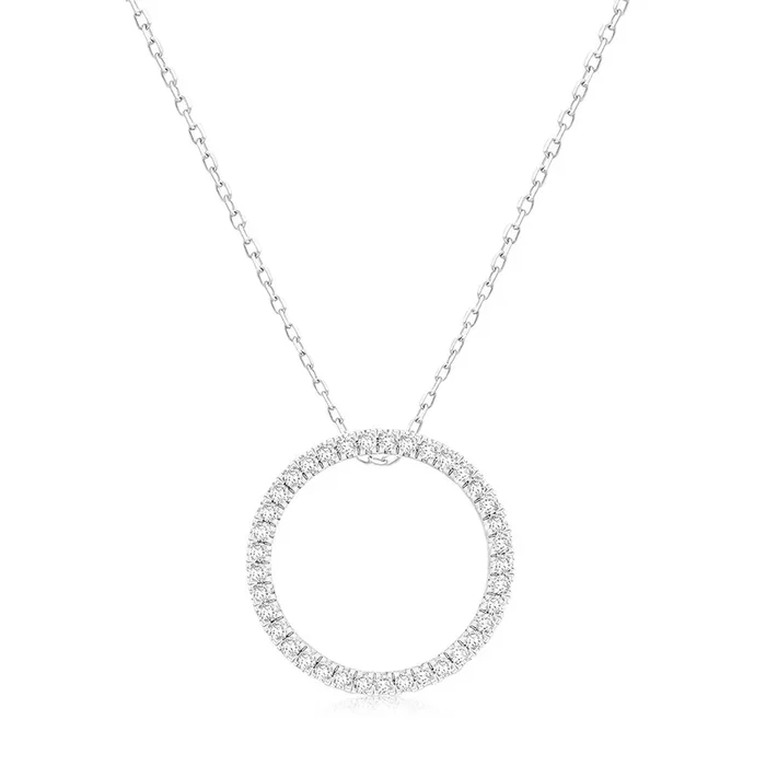 Luminesce Lab Grown 1/2 Carat Diamond Circle Pendant in 9ct White Gold