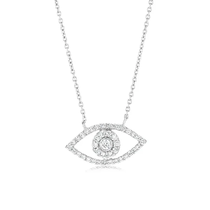 Luminesce Lab Grown 1/4 Carat Diamond Evil Eye Pendant in Sterling Silver