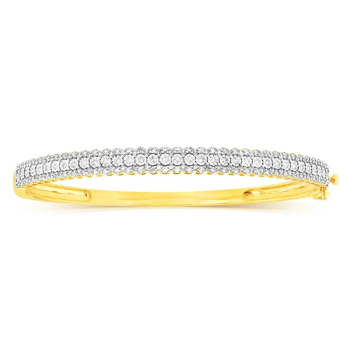 Luminesce Lab Grown 1 Carat Diamond Bangle in 9ct Yellow Gold