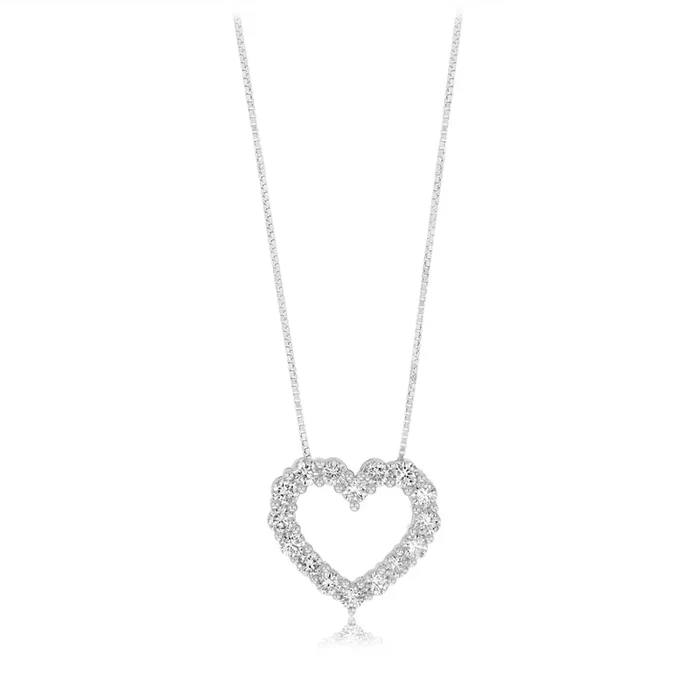 Luminesce Lab Grown 1 Carat Diamond Heart Pendant on 45cm Chain in Sterling Silver