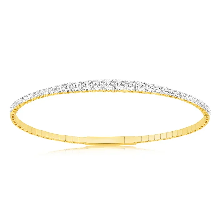 Luminesce Lab Grown 10ct Yellow Gold Bangle in 1.55 Carat Diamond