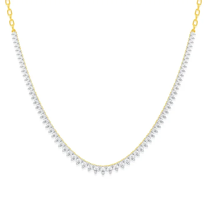 Luminesce Lab Grown 10ct Yellow Gold Tennis Necklace in 5Carat Diamond