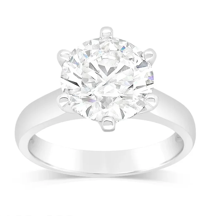 Luminesce Lab Grown 18ct White Gold 3 Carat Certified Diamond Solitaire Ring