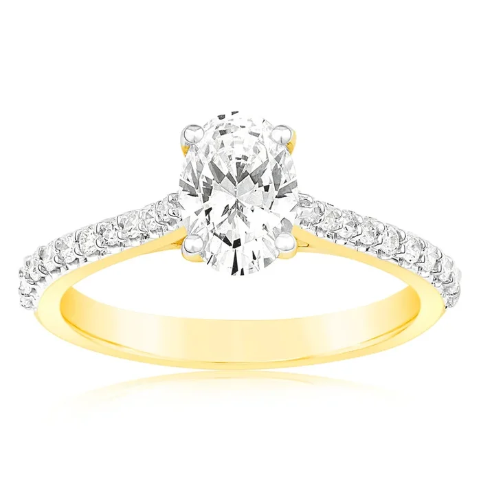 Luminesce Lab Grown 18ct Yellow Gold 1.20 Carat TW 1 Carat Certified Diamond Engagement Ring