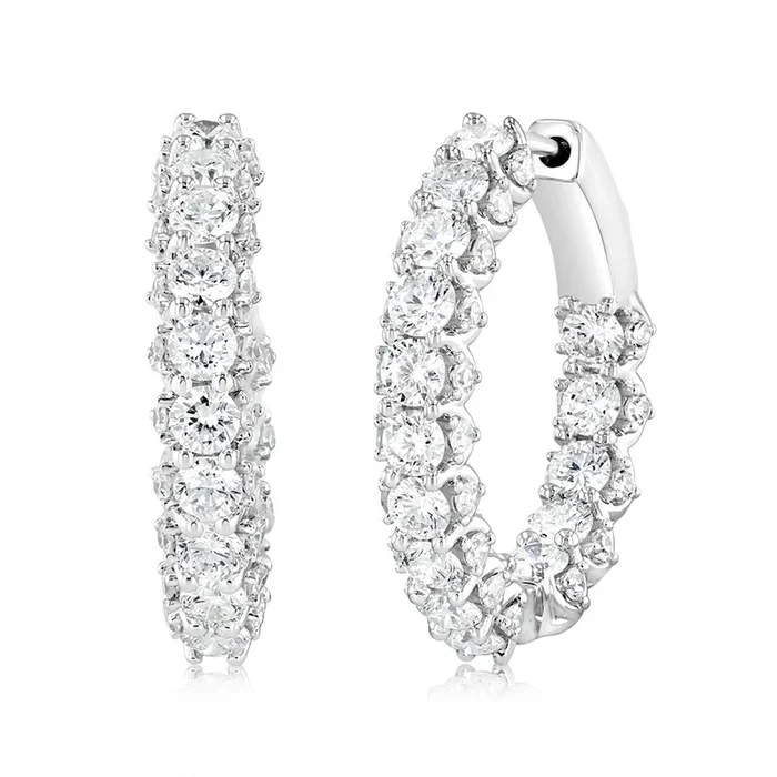 Luminesce Lab Grown 3.00ct Diamond Sterling Silver Hoop Earrings