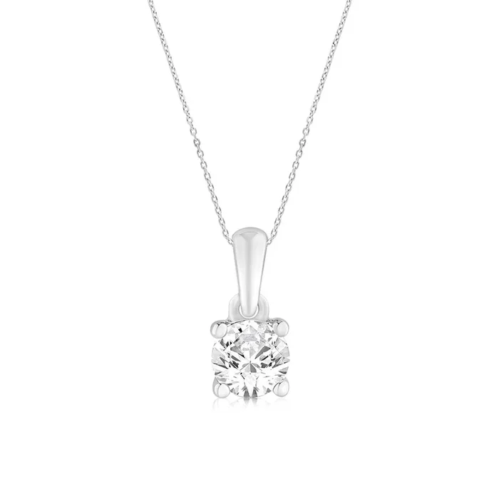 Luminesce Lab Grown 3/4 Carat Diamond Solitaire Pendant on 9ct White Gold Adjustable Chain
