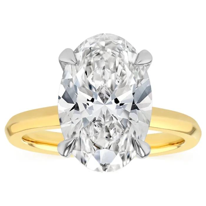 Luminesce Lab Grown 5 Carat Diamond Oval Solitaire Ring in 9ct Yellow Gold