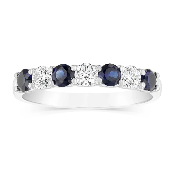 Luminesce Lab Grown 9ct White Gold Created Blue Sapphire 0.30 Carat Diamond Ring