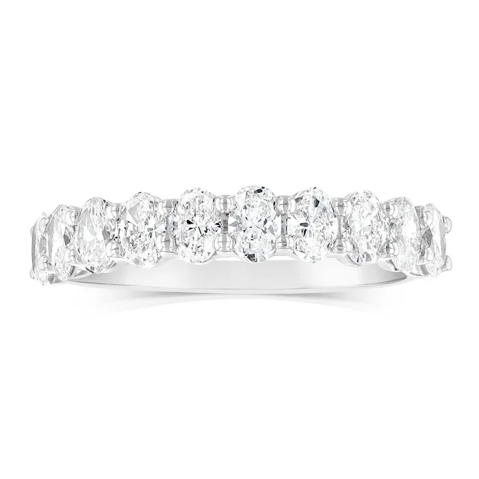 Luminesce Lab Grown 9ct White Gold Eternity Oval Cut Shaped Ring in 1 Carat Diamond