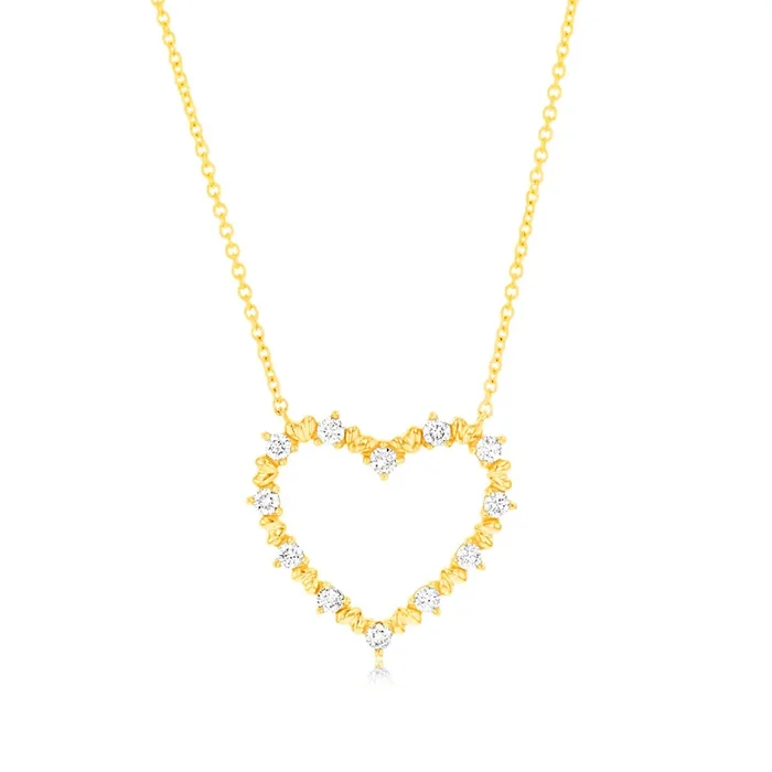 Luminesce Lab Grown 9ct Yellow Gold 1/6 Carat Diamond Heart Pendant on Chain