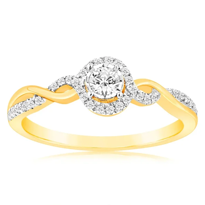 Luminesce Lab Grown 9ct Yellow Gold 11 Brilliant Cut Diamond Ring