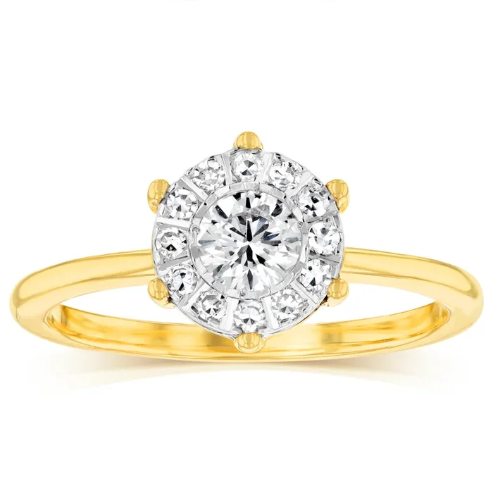 Luminesce Lab Grown 9ct Yellow Gold “2.25 Carat Look” 1/2 Carat Diamond Ring