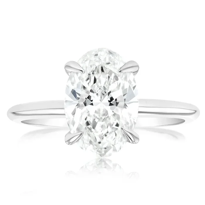 Luminesce Lab Grown Certified 2 Carat Oval Diamond Ring in 18ct White Gold
