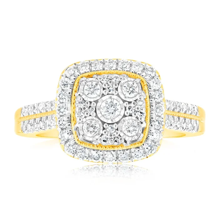 Luminesce Lab Grown Diamond 1/2 Carat Ring Set in 9 Carat Yellow Gold