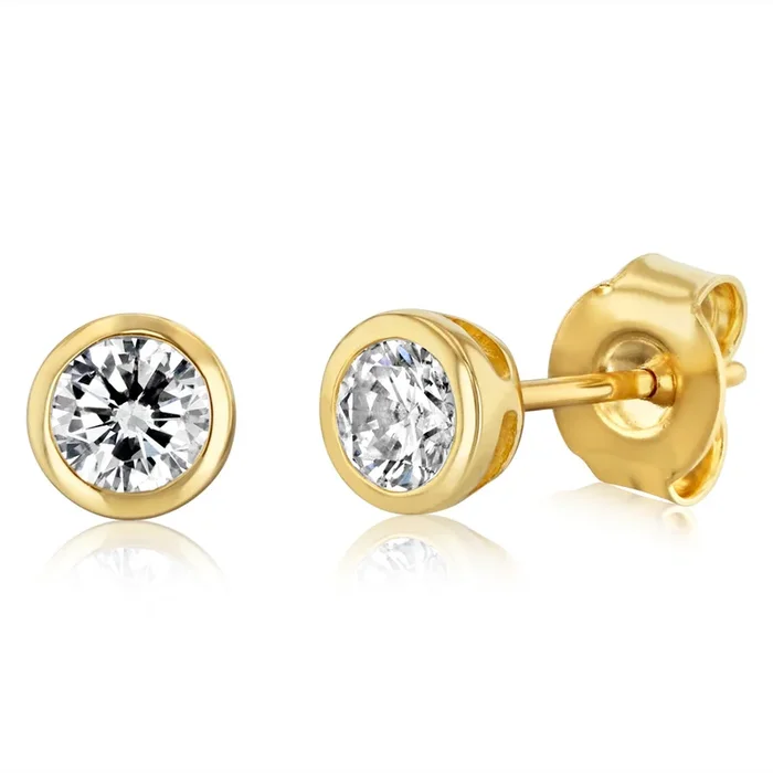 Luminesce Lab Grown Diamond Bezel Set Earrings in 9ct Yellow Gold