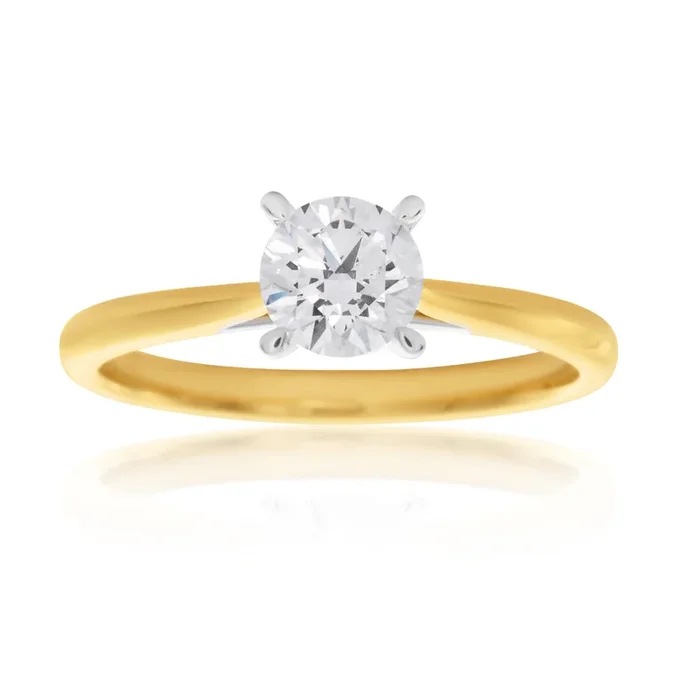 Luminesce Laboratory Grown 1/2 Carat Diamond Ring in 18ct Yellow Gold Knife Edge