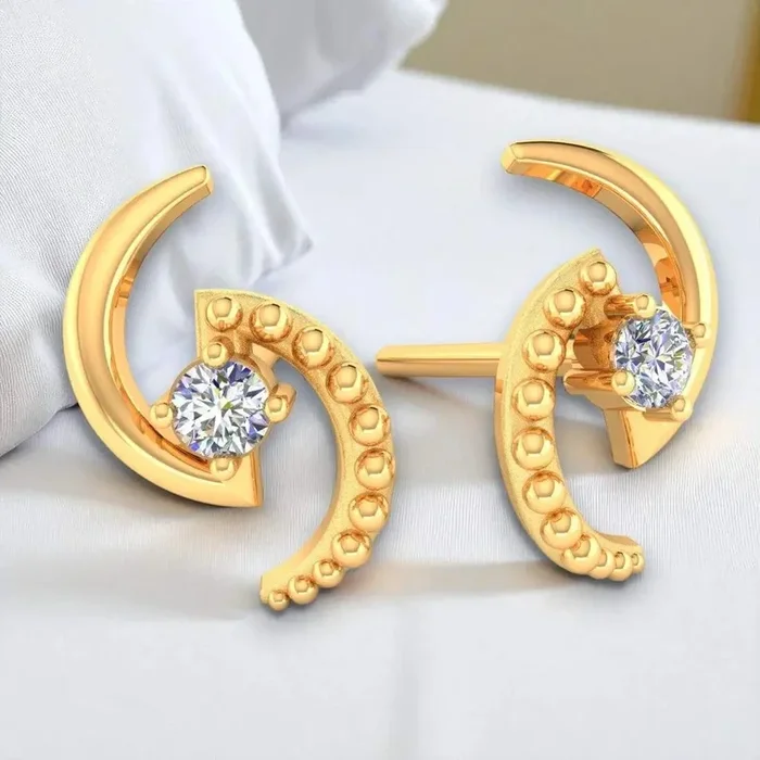 Lunara 14KT (585) Yellow Gold and Certified Natural Diamond Stud Earrings