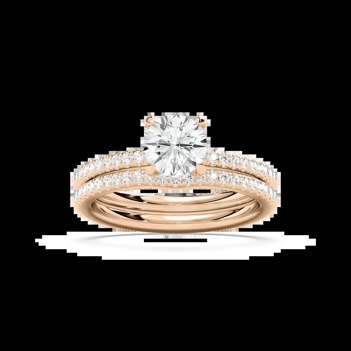 Mackenzie 1 ⅜ ctw Round Lab Grown Diamond Fishtail Pave Wedding Set