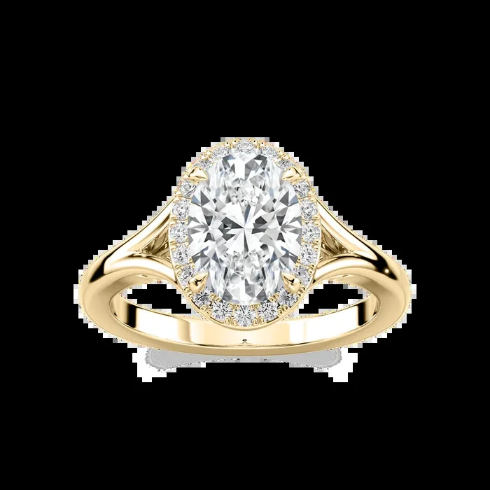 Maia Oval Lab Grown Diamond Split Shank Halo Engagement Ring