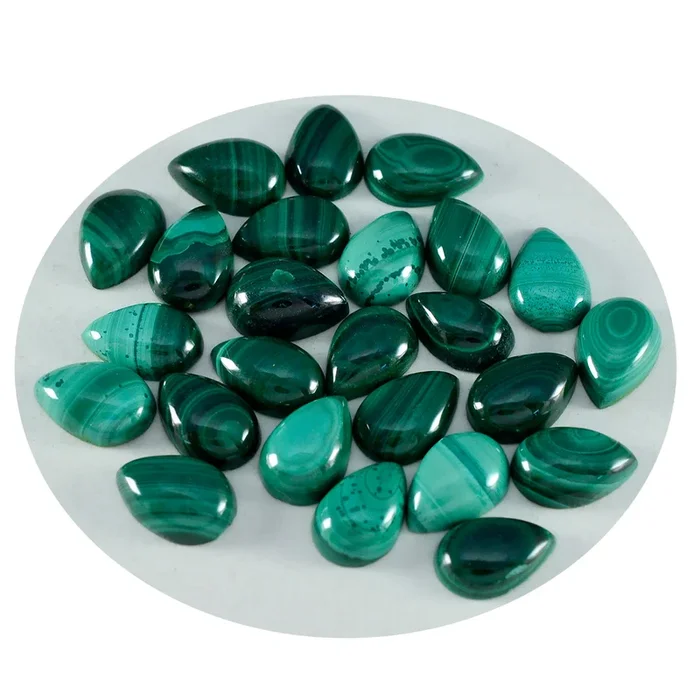 Malachite 10PC Tiny 4×6 MM Pear Cabochon Green High-Quality semi Precious Loose Gems
