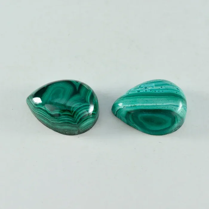 Malachite 1PC Large 9×11 MM Pear Cabochon Green Sparkling semi Precious Loose Gemstone