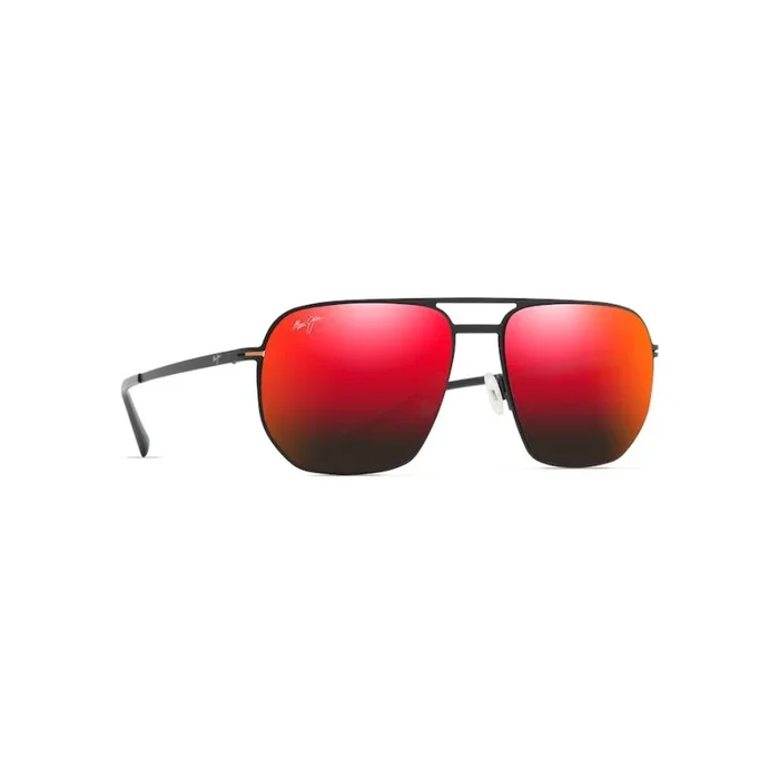 Maui Jim SHARK’S COVE Polarized Aviator Sunglasses – Matte Black & Hawaii Lava