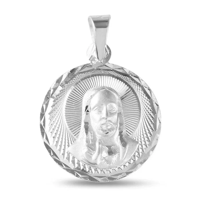 Medallón de Jesús de plata 925 con corte de diamante de alto pulido – JCA041-3