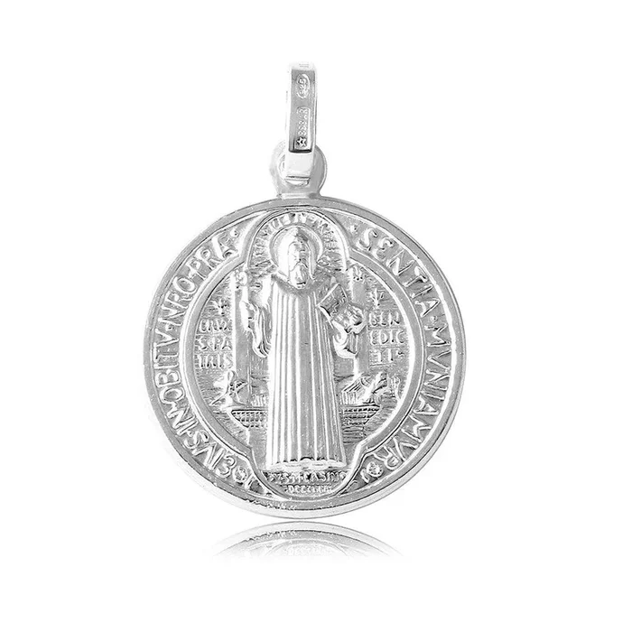 Medallón grande de San Benito de plata 925 muy pulido – ARP00006LG