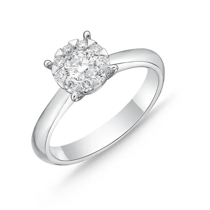 Memoire 18ct White Gold 0.45 Carat Diamond Bouquet Solitaire Ring