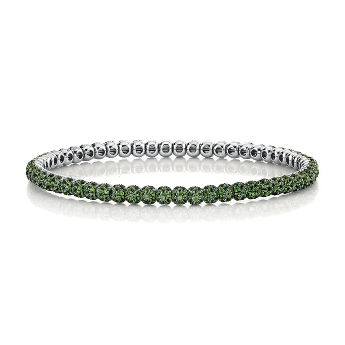 MEN’S GREEN GARNET PAVE BALL STRETCH BRACELET