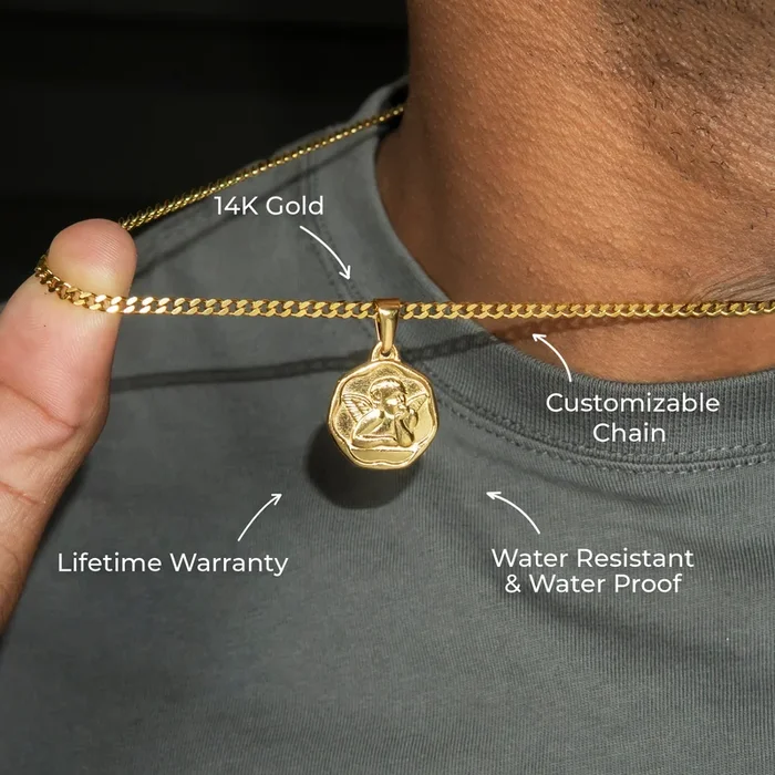 Mens Jewelry – 14K Gold Angel Necklace | Appx. 4 Grams