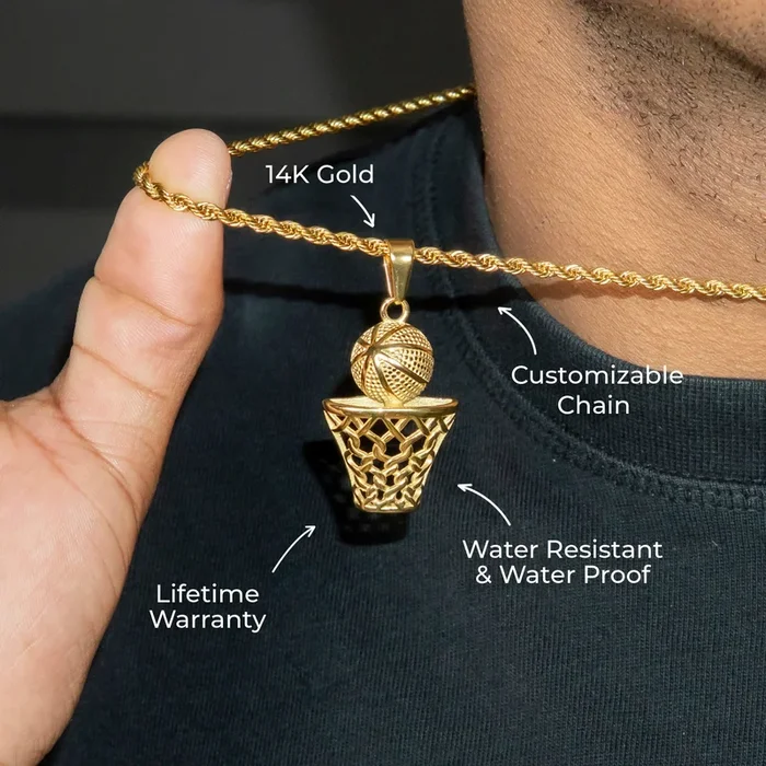 Mens Jewelry – 14K Gold Basketball Necklace | Appx. 5 Grams