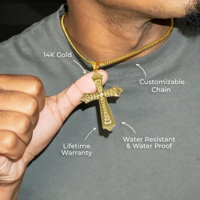 Mens Jewelry – 14K Gold Cross Necklace | Appx. 11 Grams