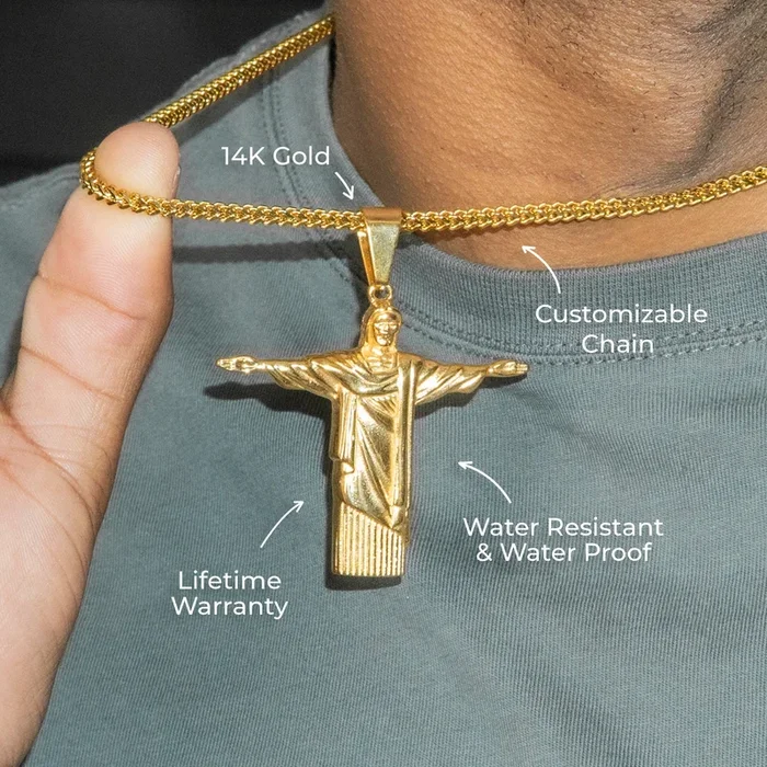 Mens Jewelry – 14K Gold Jesus Necklace | Appx. 15 Grams