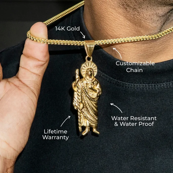 Mens Jewelry – 14K Gold Jesus Necklace | Appx. 22 Grams