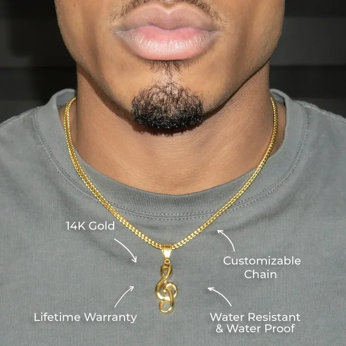 Mens Jewelry – 14K Gold Musical Note Necklace | Appx. 7.5 Grams
