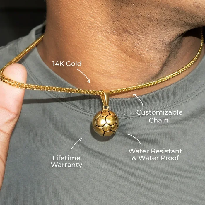 Mens Jewelry – 14K Gold Soccer Ball Necklace | Appx. 24 Grams