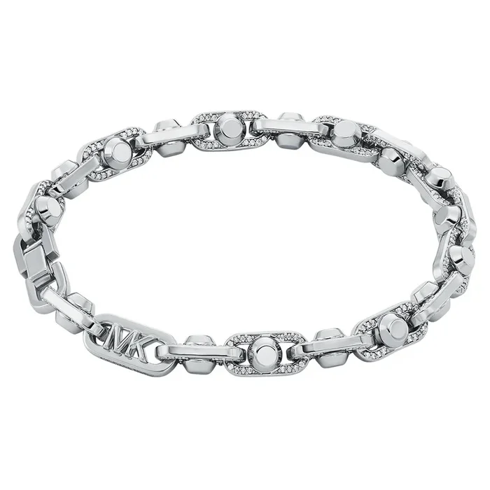 Michael Kors Silver Plated Brass Astor Link Pave 7.5″ Bracelet