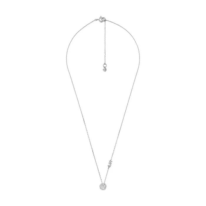 Michael Kors Sterling Silver Premium CZ Round Pendant with Chain
