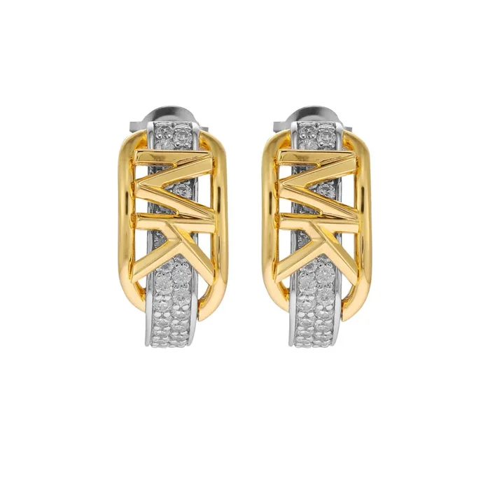 Michael Kors Two Tone Gold Plated Sterling Silver Premium Hoop Earring