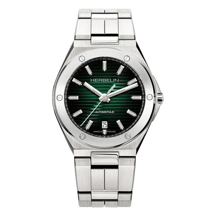 Michel Herbelin Cap Camarat automatic watch green dial steel bracelet 40,5mm
